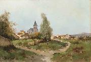 Eugene Galien-Laloue The path outside the village oil painting
